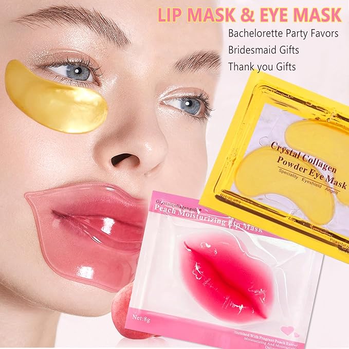 Miniling 30 Pairs Eye Masks & Lip Masks, Under Eye Patches for Dark Circles, Lip Mask Skincare, Easter Basket Stuffers, Bulk Gifts, Mothers Day Gifts for Mom, Teacher Appreciation Gifts, Small Gifts