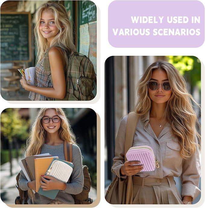 Period Bag for Teen Girls, Fluffy Corduroy Sanitary Napkin Storage Bag, Cute Menstrual Pad PouchTampon Holder for Purse (Beige)