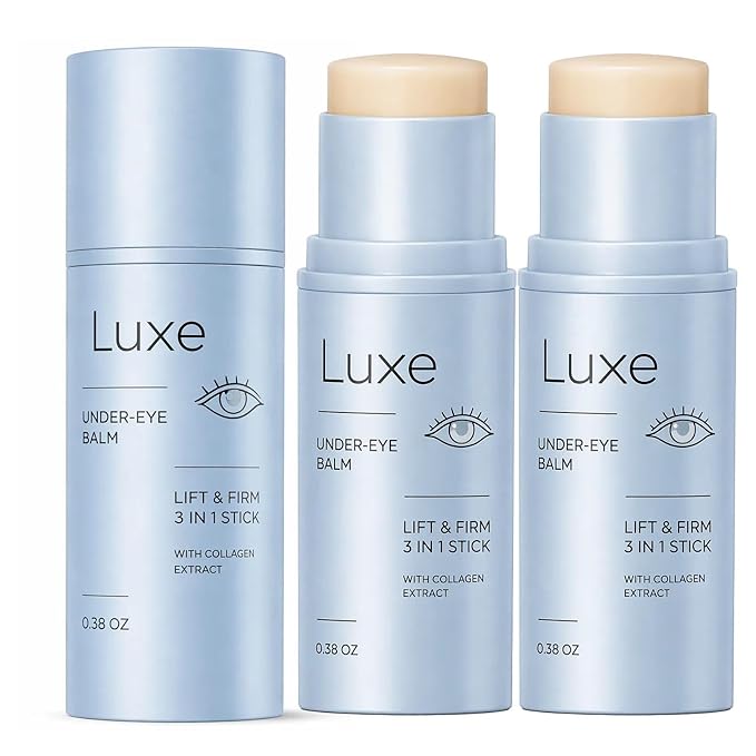 Luxe Korean Under Eye Balm – Lift & Firm 3-in-1 Multi Balm Stick, Hydrating, Smoothing, and Refreshing Eye Care for Dark Circles, Puffiness, and Fine Lines, with Collagen Extract, 0.38 OZ (2pcs)