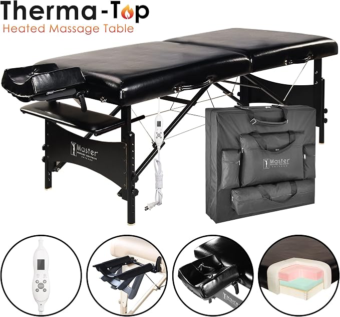 30" Galaxy Therma Top Master Massage Portable Massage Table Pacakge Beauty Bed Built Black