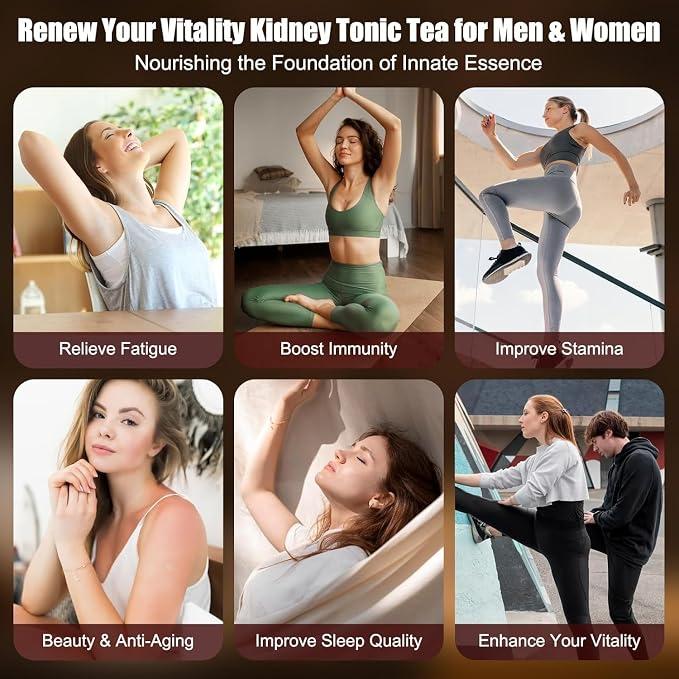 Kidney Tea Ginseng Six Treasure Tea Formula Traditional Chinese Herbal Kidney Cleanse Detox Repair for Women & Men (60 Bags, Ginseng Six Treasure Tea)