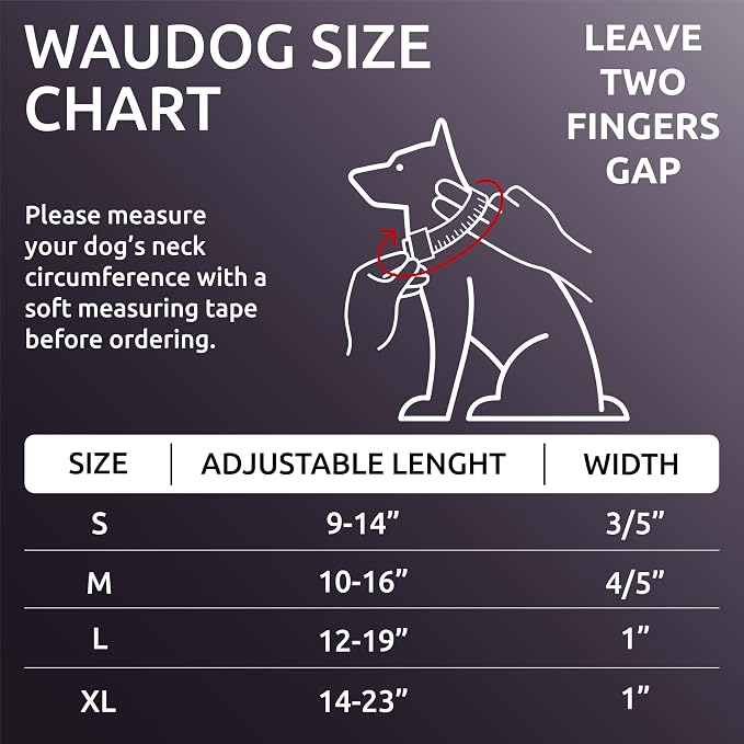 WAUDOG Reflective Cotton Dog Collar Eco-Friendly Alt to Nylon Collar for Small Medium and Large Dogs - Pet Collar with QR ID Tag - Puppy Collar for Large Breed Dogs - Adjustable Male Female Dog Collar