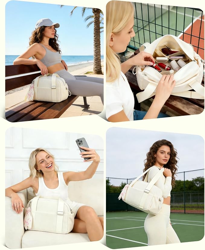 LOIDOU Aesthetic Mini Gym Bag for Women with Wet Dry Pocket, Lightweight Dance Ballet Gymnastic Small Tote Bag for Workout Yoga Clean Girl Lifestyle Overnight Weekend Trip