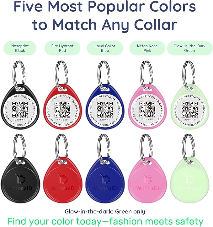 QR Code Dog Tag and Cat Tag, Scan to Reunite Faster, Waterproof and Durable, Lightweight and Quiet, Updatable Contact Info, Black for Everyday Wear