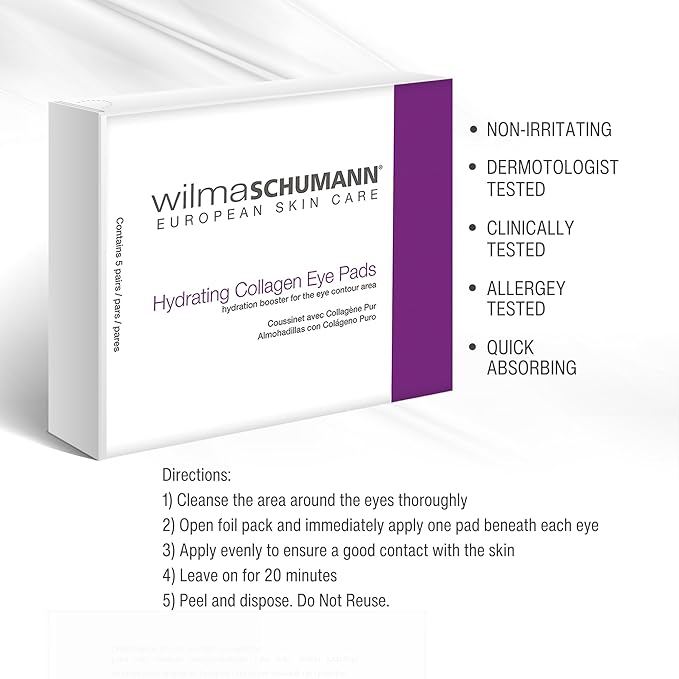 WILMA SCHUMANN Collagen Under Eye Patches, Dark Circle & Wrinkles Under Eye Mask, Pack of 10