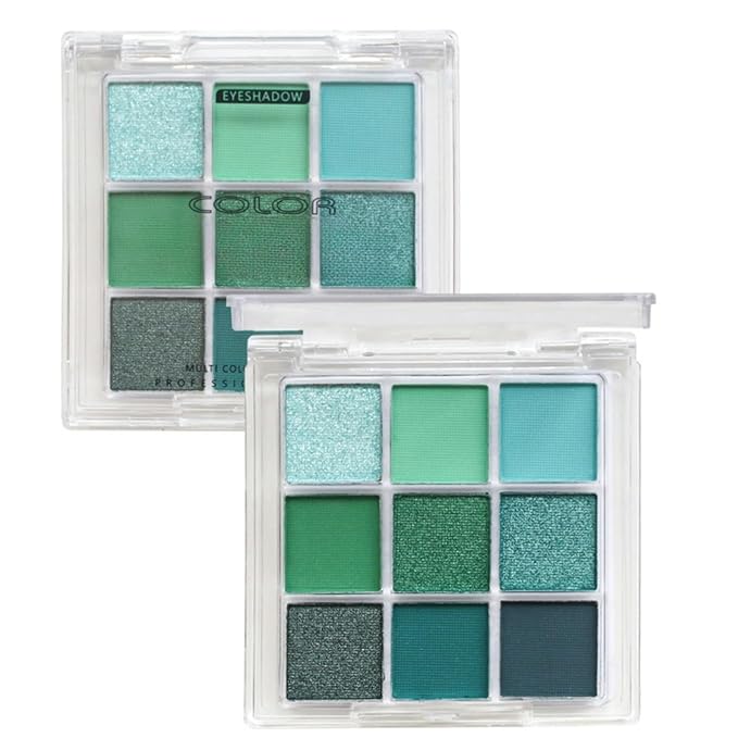 9 Colors Green Shimmer Matte Eyeshadow Palette, Patrick’S Day Glitter High Pigmented Waterproof Green-Grey Eyeshadow, Bright Sombras De Ojos