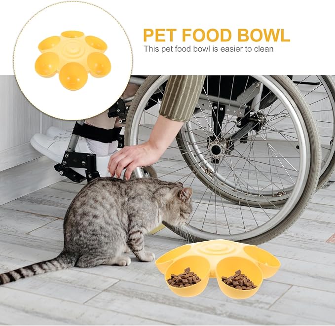 Hemobllo Flower Shape Pet Feeding Bowl 14.17 X 14.17 X 3.54 in Plastic Cat Feeder Multiple Cat Food Bowl Dog Treats Dispenser Food and Water Dish for Easy Feeding and Cleaning