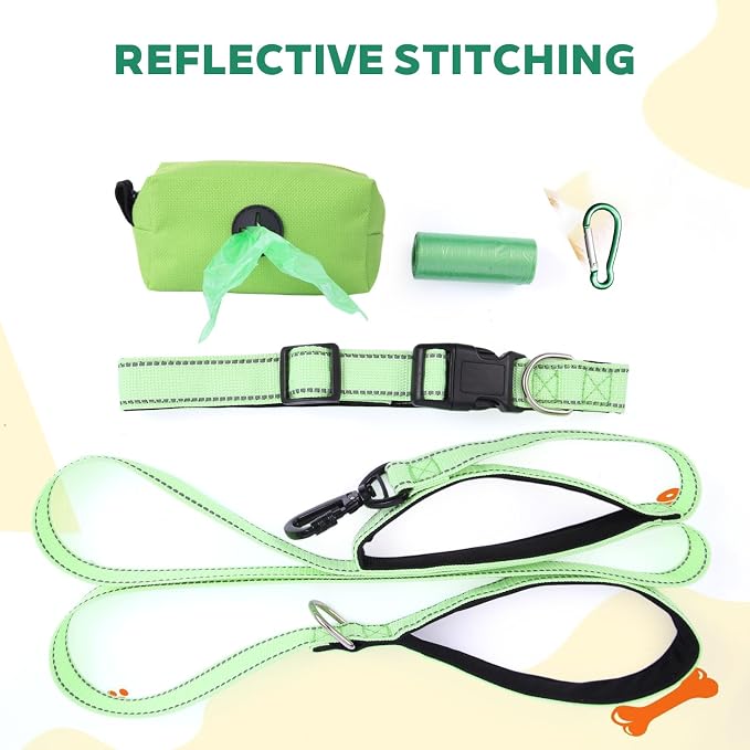 Dog Collar and Leash Set, Glow in The Dark & Reflective Leash and Collar