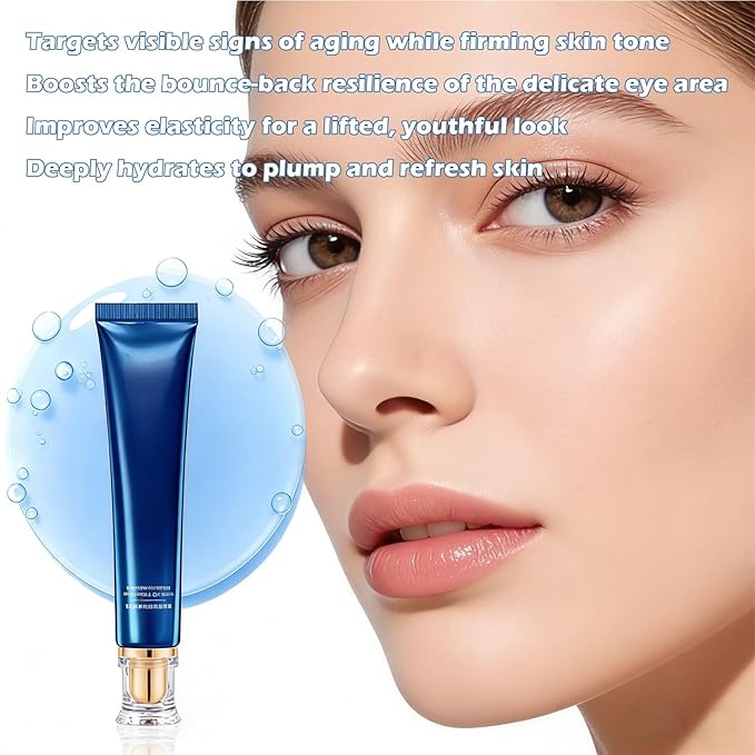 Blue Copper Peptide Eye Cream - GHK-Cu Eye Cream for Dark Circles, Puffiness & Fine Lines, Firming & Hydrating Under Eye Cream with Peptides, 1oz