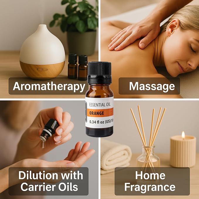 Orange Essential Oil – Sweet Orange Aroma Oil for Diffusers, Aromatherapy & Home Fragrance – Bright Citrus Scent – 0.34 fl oz (10 ml)