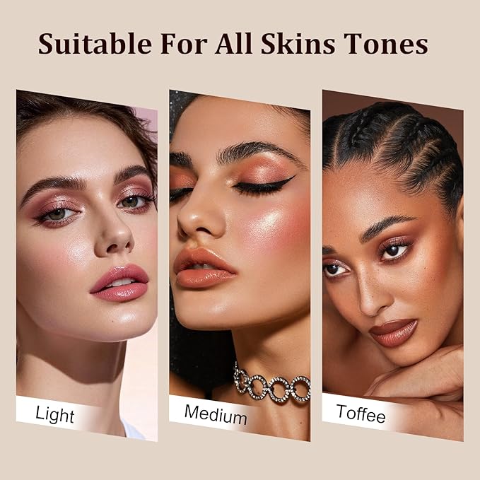 Color Nymph Face Makeup Palette, All-in-one Baked Palettes Travel-Friendly Includes Blush, 3 Highlighters and 3 Eyeshadows - Highly Pigmented, Silky Smooth, Easy to Blend - A