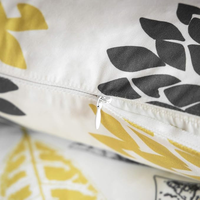 Phantoscope Set of 4 New Living Series Yellow and Grey Decorative Throw Pillow Case Cushion Cover 20 x 20 inches 50 x 50 cm