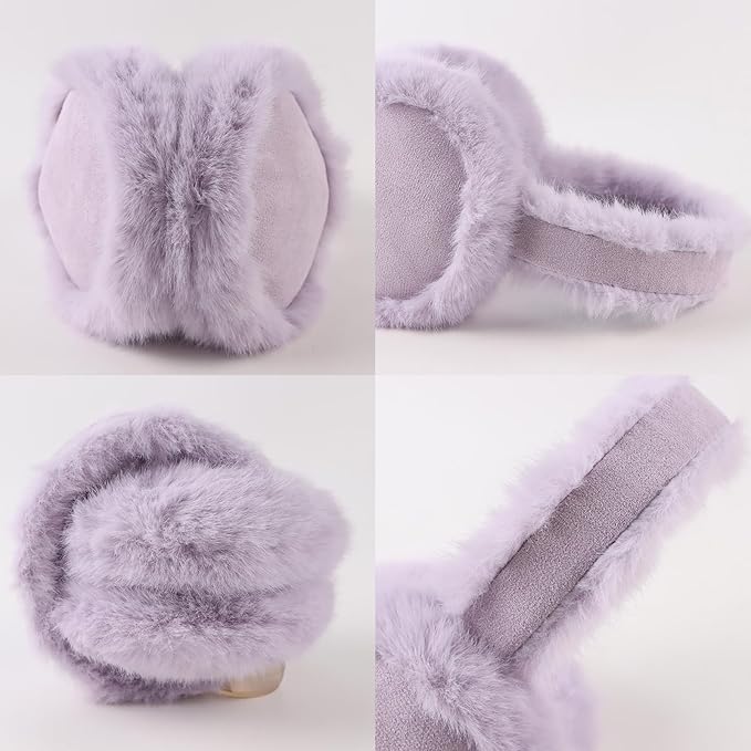 Zsedrut Winter Women Earmuff Foldable Ear Warmer Fluffy Ear Cover Warm Outdoor