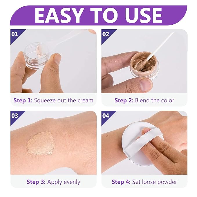 Tattoo Cover Up Makeup Waterproof, 2 Colors Sweatproof Tattoo Cover Up Concealer, Long-Lasting for Tattoos, Vitiligo, Spots, Scars, Invisible Skin Concealer