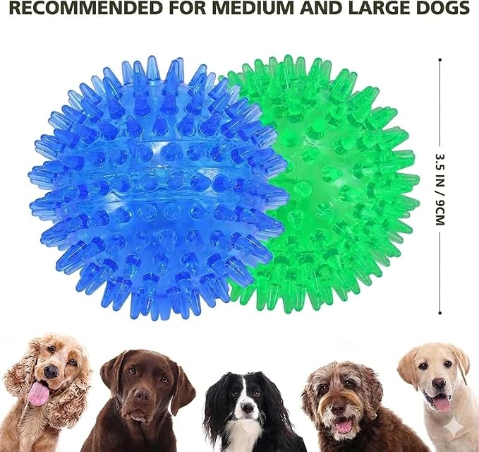 petizer 6 Pack 3.5” Squeaky Dog Toy Balls, Floating Pool Balls, Spiky Dog Balls, Durable Interactive Fetch Toys for Puppy, Dog Chew Toys for Teething (3.5", Medium/Large)