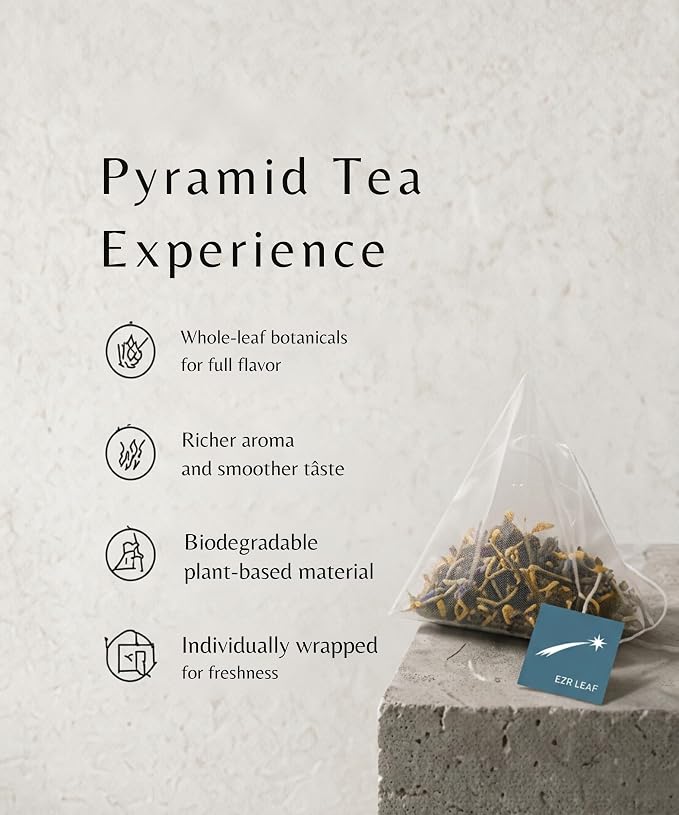 EZR LEAF The Daily Ritual Box – Tea Variety Pack Gift Set, 9 Assorted Tea Blends, Premium Pyramid Tea Bags, Herbal, Black&Green Tea Collection, Tea Gifts for Tea Lovers, Lemon Verbena, Lemongrass , Rooibos , Lime , Sencha , Blackcurrant , Sweet Rose , ...
