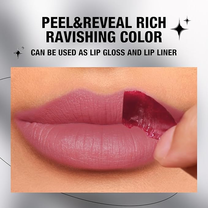 LANGMANNI Long-Lasting Peel Off Lip Liner Set, Waterproof & Smudge-Proof Matte Lip Liners Gift Makeup For Girls(#2)