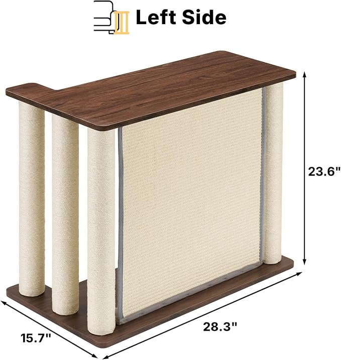 Veehoo Cat Scratcher Side Table for Couch, Sofa Protector End Table | Couch corner protector, sisal scratching posts, sisal scratch pad, heavy-duty base, easy to assemble