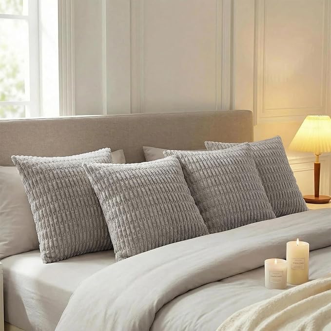 Fancy Homi 4 Packs Decorative Throw Pillow Covers for Living Room Couch Bed, Modern Farmhouse Boho Home Décor Accent Cushion Case, 26" x 26", Gray