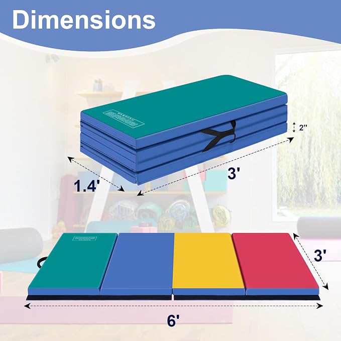Polar Aurora 3'x6'x2 Thick Folding Gymnastics Exercise Mat Aerobics Stretching Yoga Mats