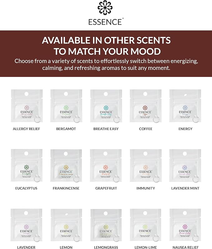 Essence Wearable Aromatherapy Nasal Diffuser – Coffee Essential Oil Nose Ring Silicone Inhaler for Stress & Mood Support - Made in USA & Travel-Friendly