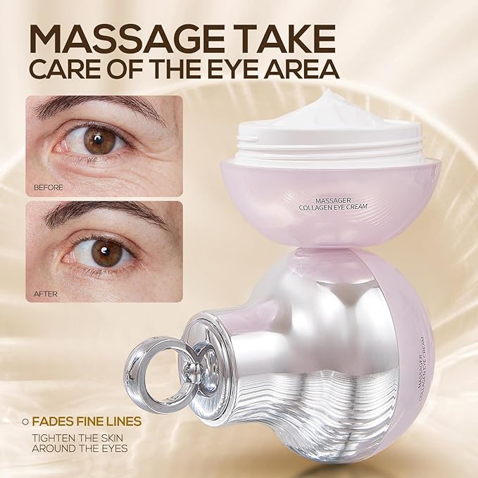 Massage Eye Cream for Dark Circles and Wrinkles, Massaging the Eyes to Promote Rapid Absorption, Firm and Smooth of Fine Lines, Moisturizing, Tired Eye Refreshment