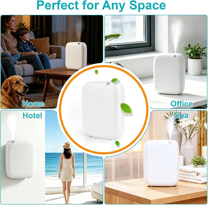 Scent Air Machine for Home, Bluetooth Smart Cold Air Scent Machine with 400ml Oil Bottle, 2000 Sq.Ft Coverage Aromatherapy Diffusers for Large Room Home Hotel Office Spa with App Control (White)