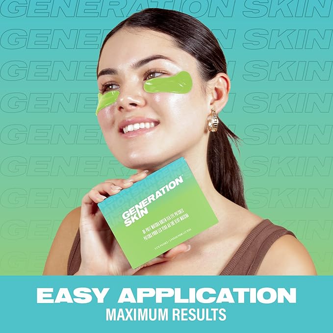 Generation Skin Eye Patches for Dark Circles and Puffiness, Under Eye Mask with Hyaluronic Acid and Matcha Green Tea, Vegan and Cruelty-Free Under Eye Patches, Green Tea Eye Masks, 5-Pack