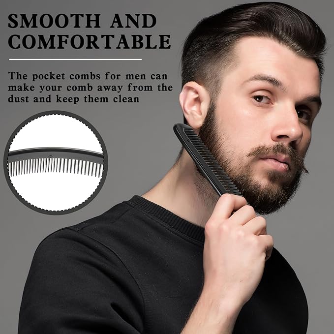 Yaomiao 500 Pieces Pocket Comb Bulk 5 Inch Plastic Hair and Travel Fine Tooth Combs for Women Men Beard Styling Dressing(Black)