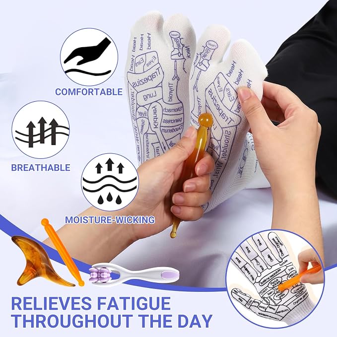 Reflexology Socks,Acupressure Socks,Massage Socks,Finger Massager,Gloves ,Help to Relieve Fatigue and Relax the Body and Mind