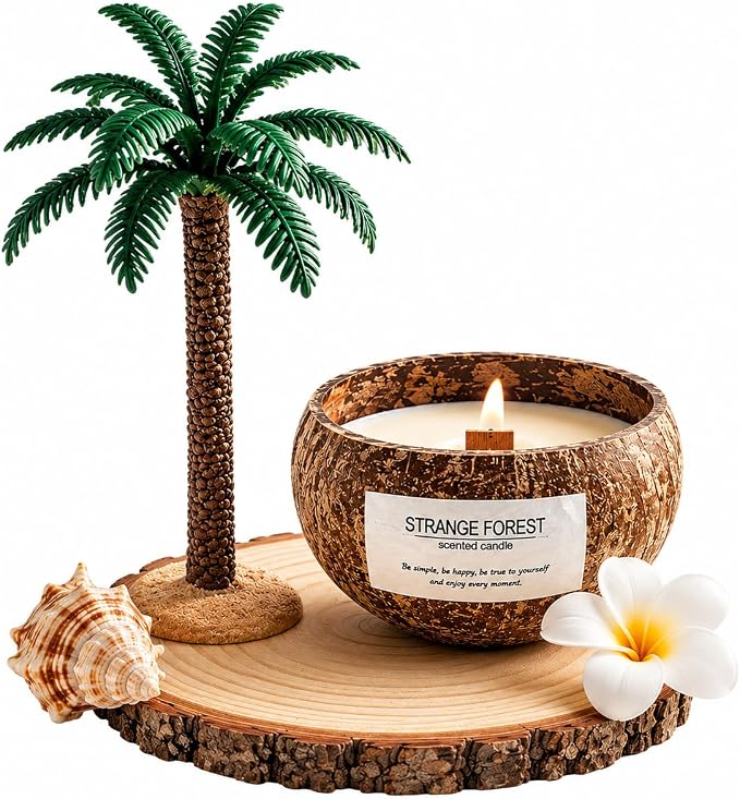 Coconut Shell Scented Candle Set (Coffee Moments Palm Tree)