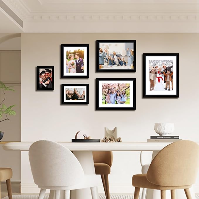 4x6 Picture Frame, Black Photo Frames with HD Plexiglass for Wall Hanging or Tabletop Display, 2 Pack