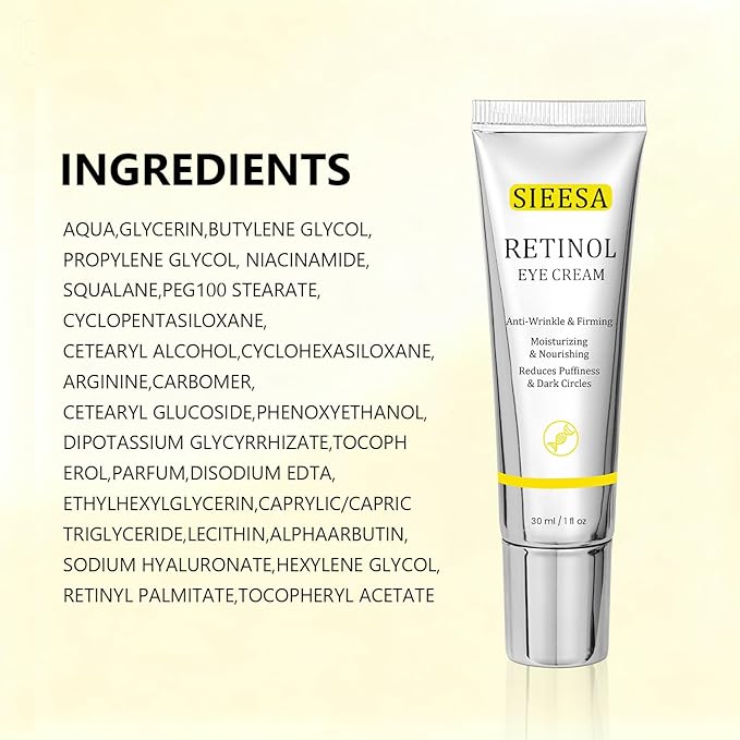 Retinol Under Eye Cream,Vitamin E & Niacinamide – Reduces Appearance of Wrinkles & Dark Circles&Puffiness, Anti-Aging Eye Cream for Fine Lines,Daily & Night Use,Men & Women (1 fl.oz)