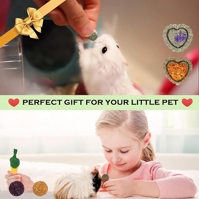 Bunny Toys, 21PCS Rabbit Chew Toys for Teeth, Guinea Pig Natural Treats