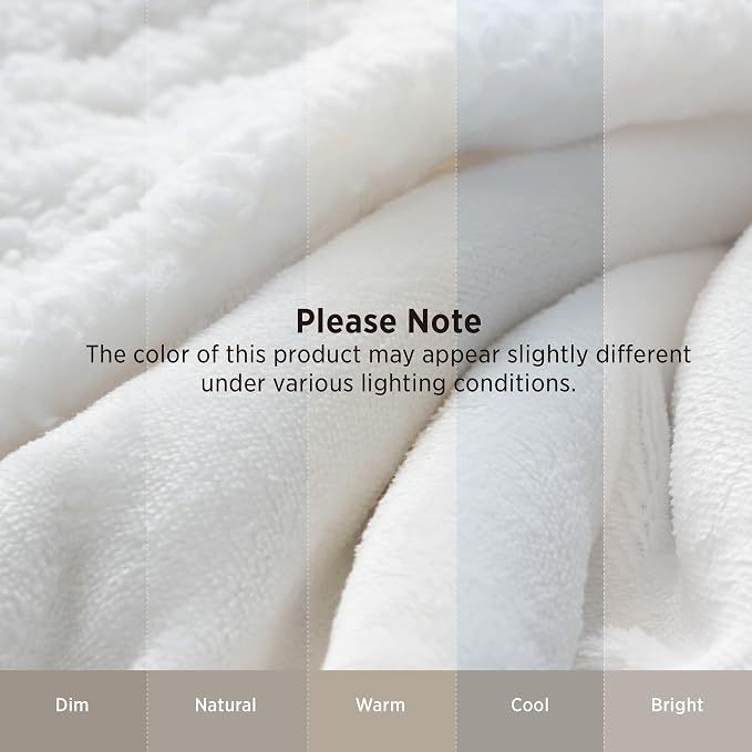 Bedsure GentleSoft Sherpa Fleece Blanket Queen Size for Bed, Non-Heated, Thick and Warm Throw for Women and Men, Soft Fuzzy Plush Queen Blanket for Winter, Bright White, 90x90 Inches