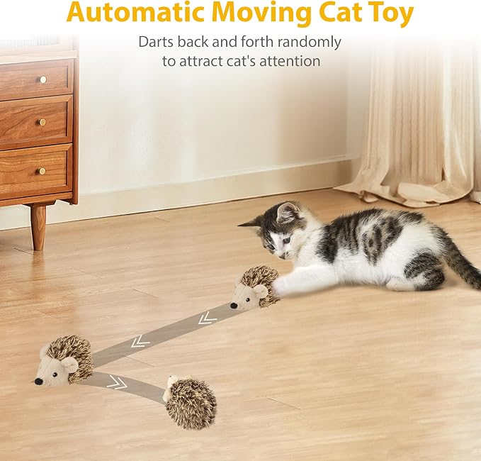 Gigwi Interactive Moving Cat Toy, USB-Charged Squeaky Hedgehog for Cats