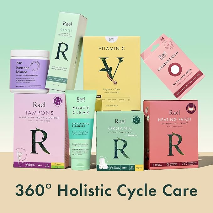 Rael Organic Cotton Cover Pads - Regular Absorbency, Unscented, Ultra Thin Pads with Wings for Women (56 Total)