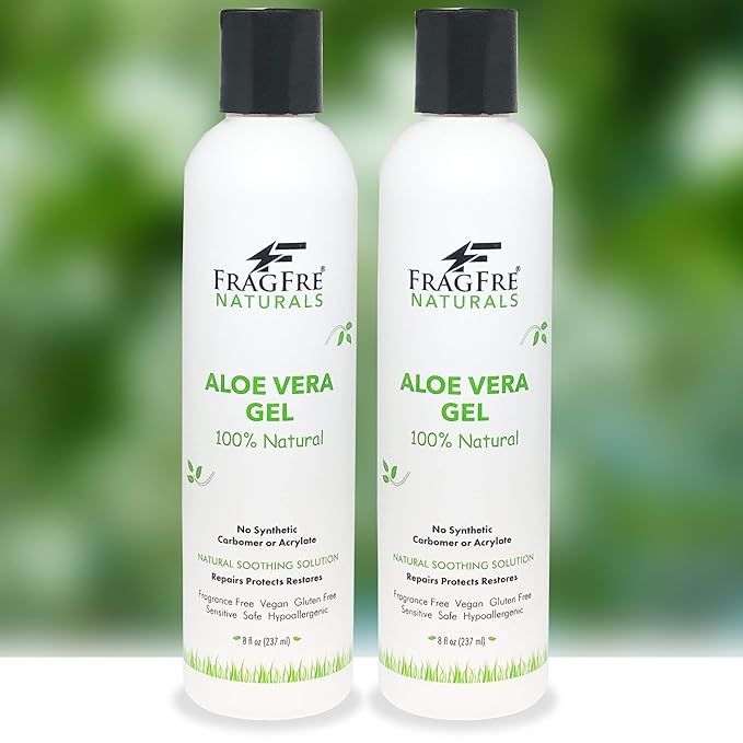 All-Natural Aloe Vera Gel 8 oz - No Synthetic Carbomer or Acrylate - 100% Natural Aloe Vera Soothing Gel - After Sun Exposure Skin Care - Fragrance Free Vegan Gluten Free