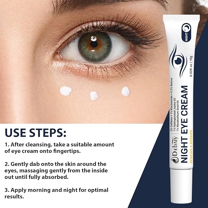 3% Caffeine Eye Cream for Dark Circles Puffiness & Bags Under Eyes Night Cream (3 Pack 15g Each)