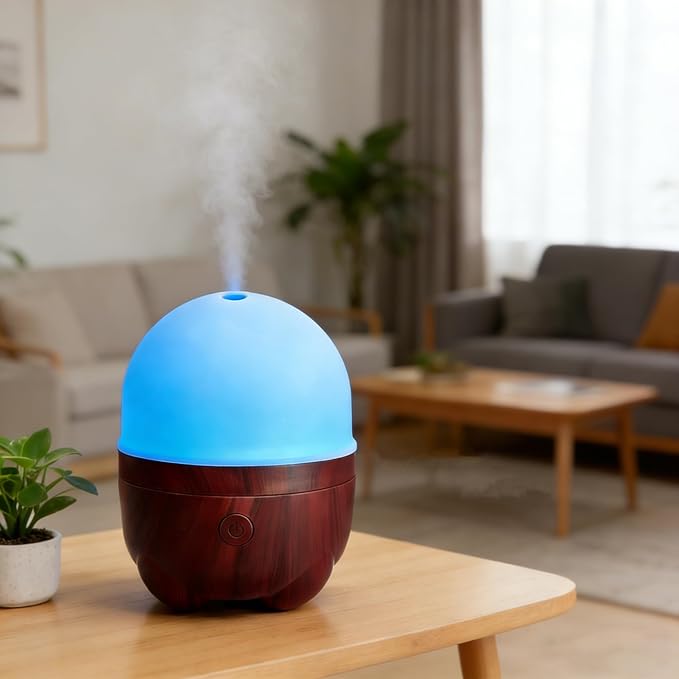 Marchred 150ml Cordless Essential Oil Diffuser with 7H Rechargeable Battery-Powered, Small Aromatherapy Diffuser and 7 LED Color Light for Home Desk Bedside and Travel