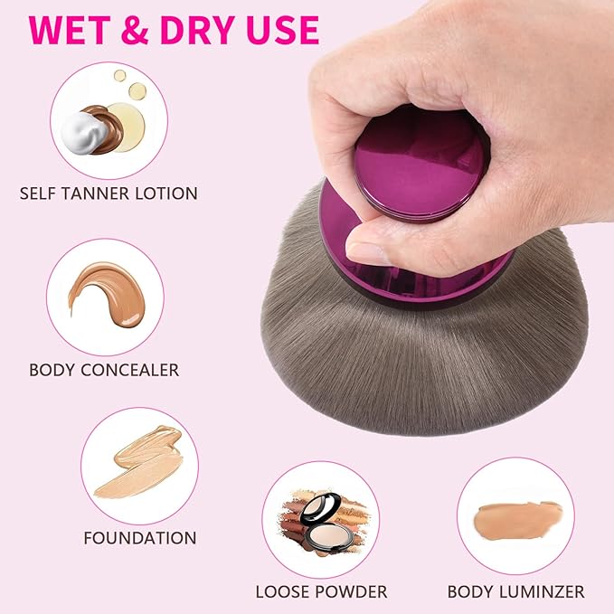 Super Large Body Kabuki Brush For Self Tanner, Leg Makeup, Bronzer Blend, 3.6In Width Round Head Kabuki Self Tanner Brush, With Soft Synthetic Hair Provides More Even Application