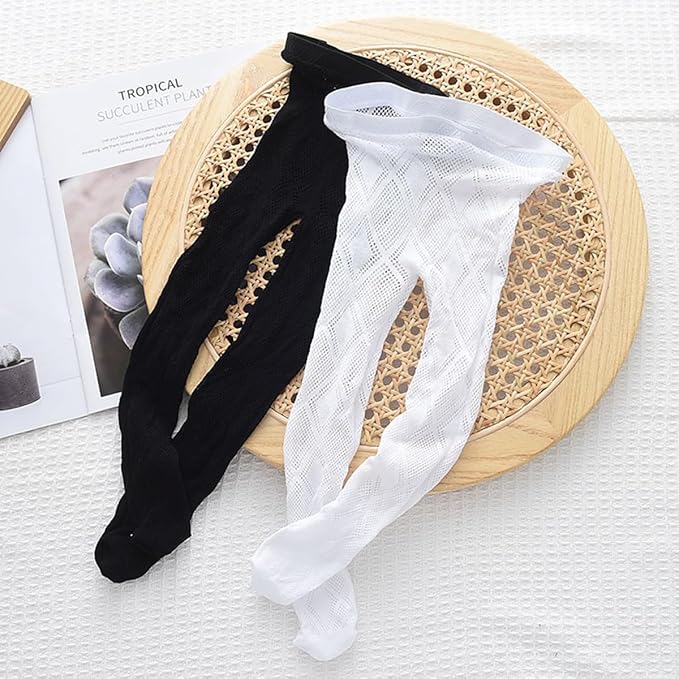 Girls Fishnet Stockings for Princess Dress High Waist Mesh Tights Cute Pattern Knit Socks