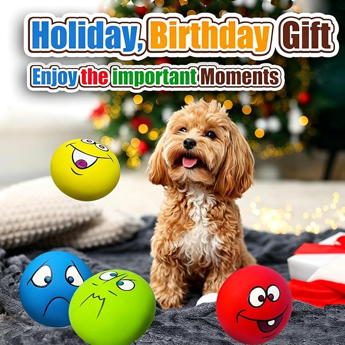 Squeaky Dog Toys for Small Dogs, Mini Breeds, 2.2" Flat Latex Ball