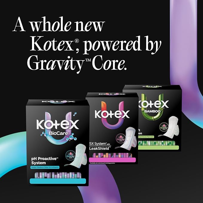 Kotex BioCare Ultra Thin Pads with Wings, Heavy Absorbency, 72 Count (3 Packs of 24)(Packaging May Vary)