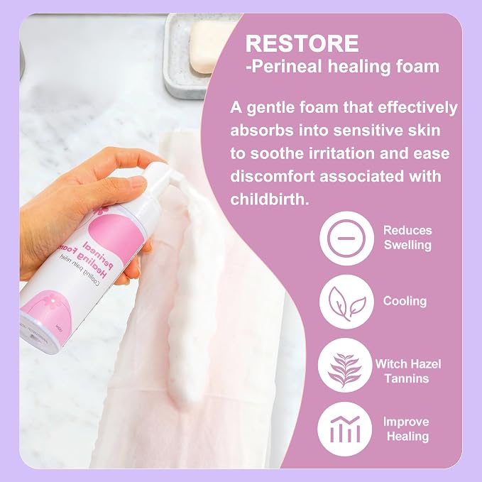 6 Pcs Labor & Postpartum Essentials Recovery Kit , Includes Labor Comb,Clary Sage Oil,Peri Bottle,24 Pad Liners, Perineal Soothing Foam,Socks,Hospital Bag Must Haves for New Mom
