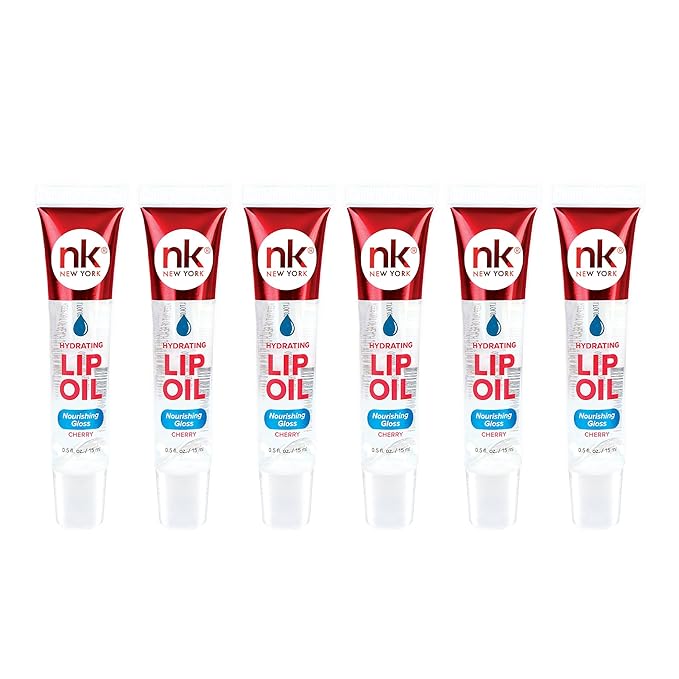 Nicka K Hydrating Lip Oil Nourishing Glass (CHERRY-6PK)