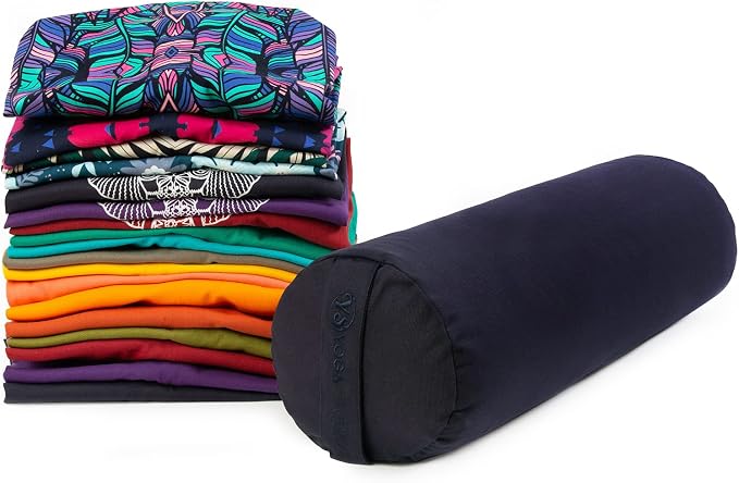Yoga Studio Spare Organic Cotton Bolster Covers With Handle And Zipper (Blue Flowers)