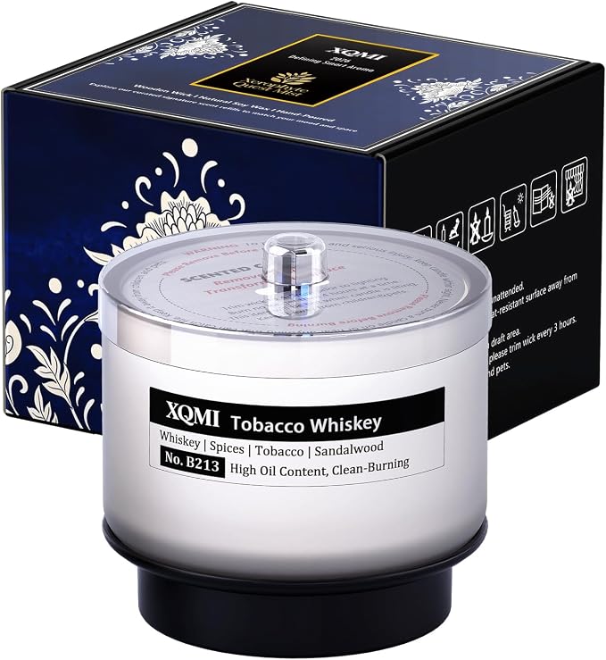 Smart Scented Candle Replaceable Refill with Smart chip, Tobacco Whiskey, 4.25oz Large Jar with up to 35 Hour Burn, Giftable