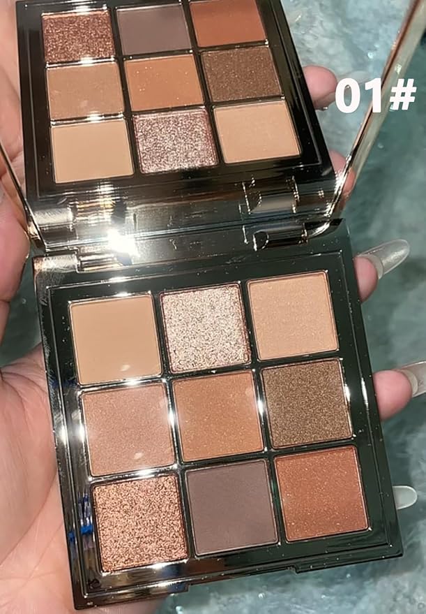 9 Colors Eyeshadow Palette, Matte & Shimmer & Glitter Eye Shadow, Highly Pigmented Silky Smooth Powder Waterproof Long Lasting Makeup Palettes. (Color 1)