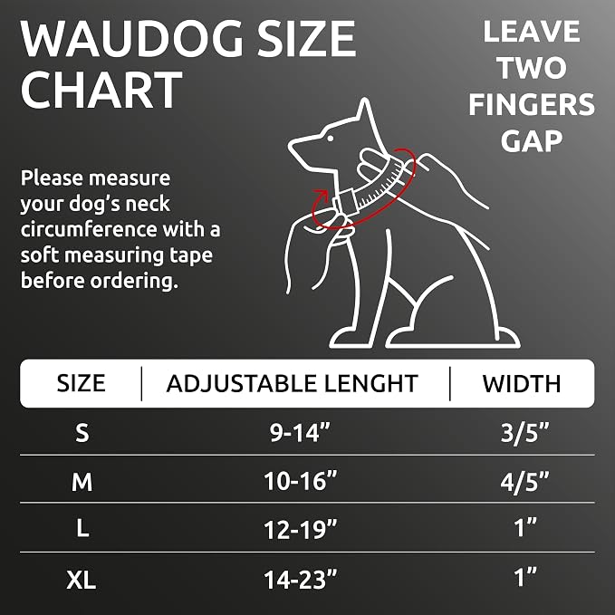 WAUDOG Recycled Cotton Dog Collar Reflective Adjustable Large Medium Small